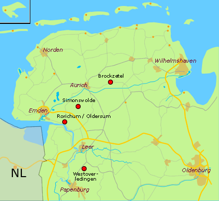 Karte mit Lage der Orte
